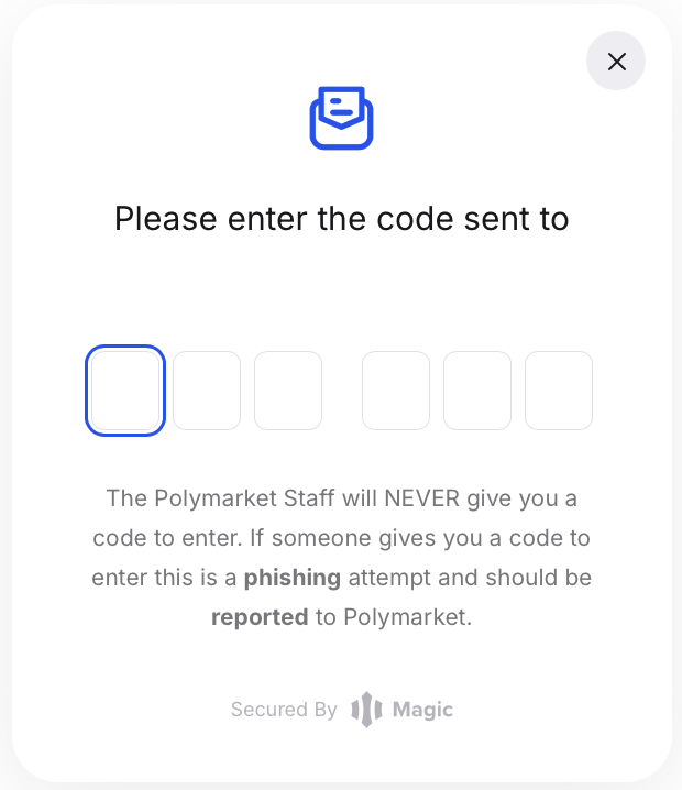 Janela pedindo o código de 6 dígitos enviado para seu email