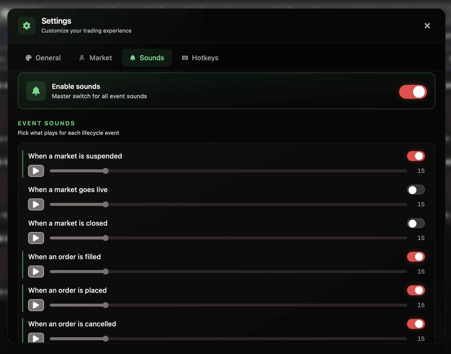 Sound settings